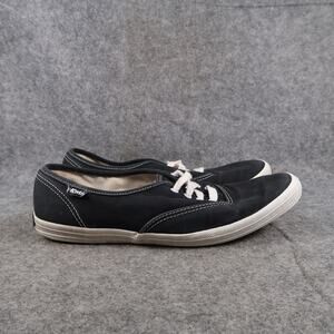 Keds Shoes Womens 9.5 Casual Sneakers Canvas Lace Up Flat Black Trainer Classic